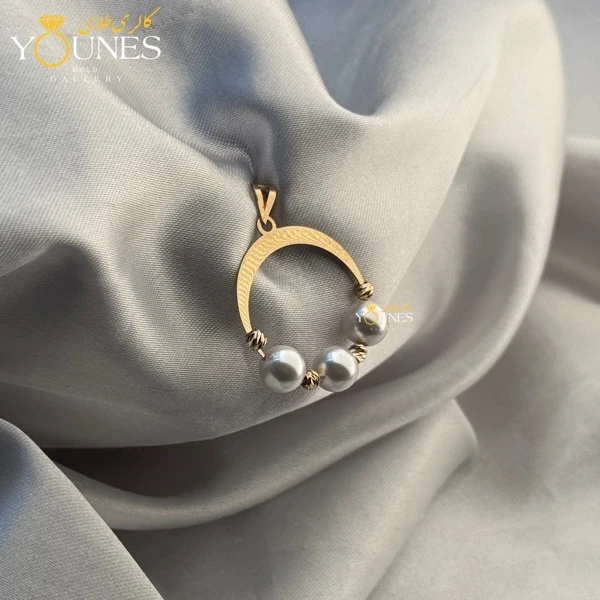 آویز دایره مرواریدی طلا